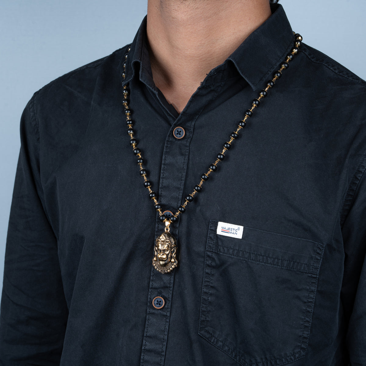 Gold Plated Mahabali Hanuman Karungali Necklace