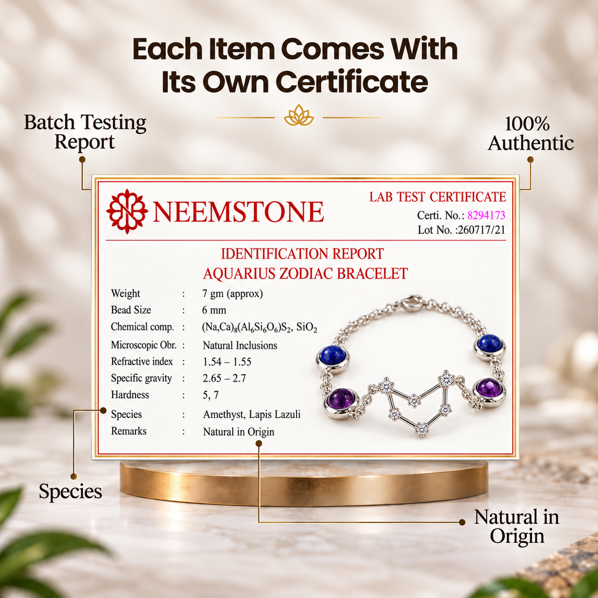 Aquarius (कुंभ राशि) Zodiac Constellation Bracelet for Women