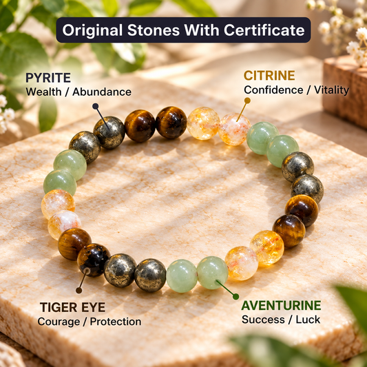 Money Magnet Bracelet - Pyrite, Tiger Eye, Citrine & Aventurine Beads