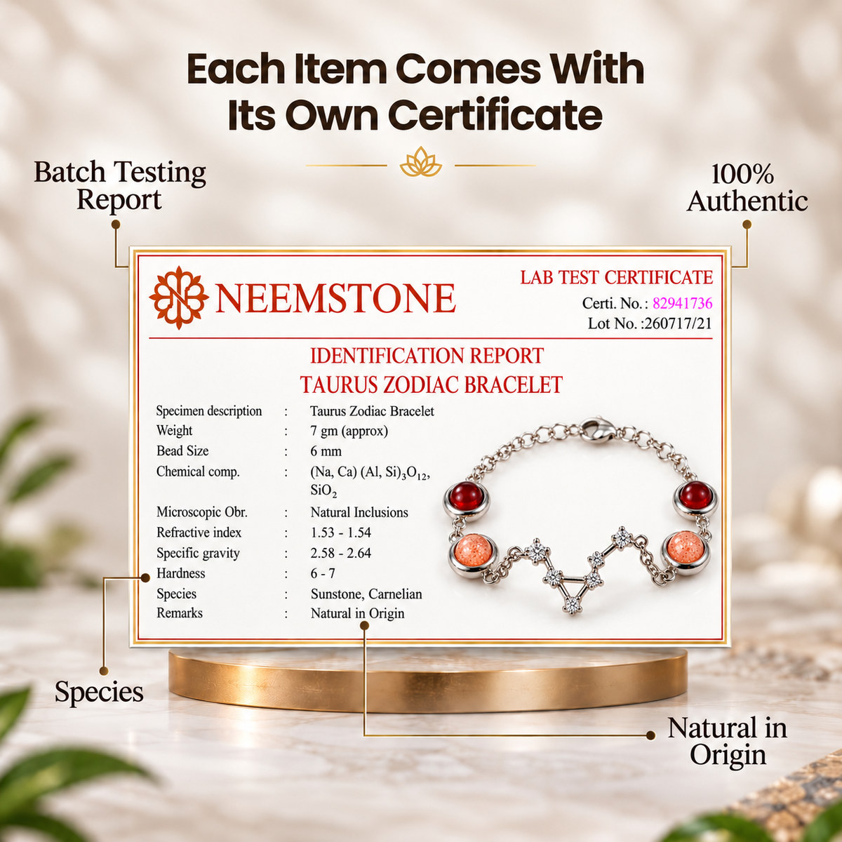 Taurus (वृषभ राशि) Zodiac Constellation Bracelet for Women