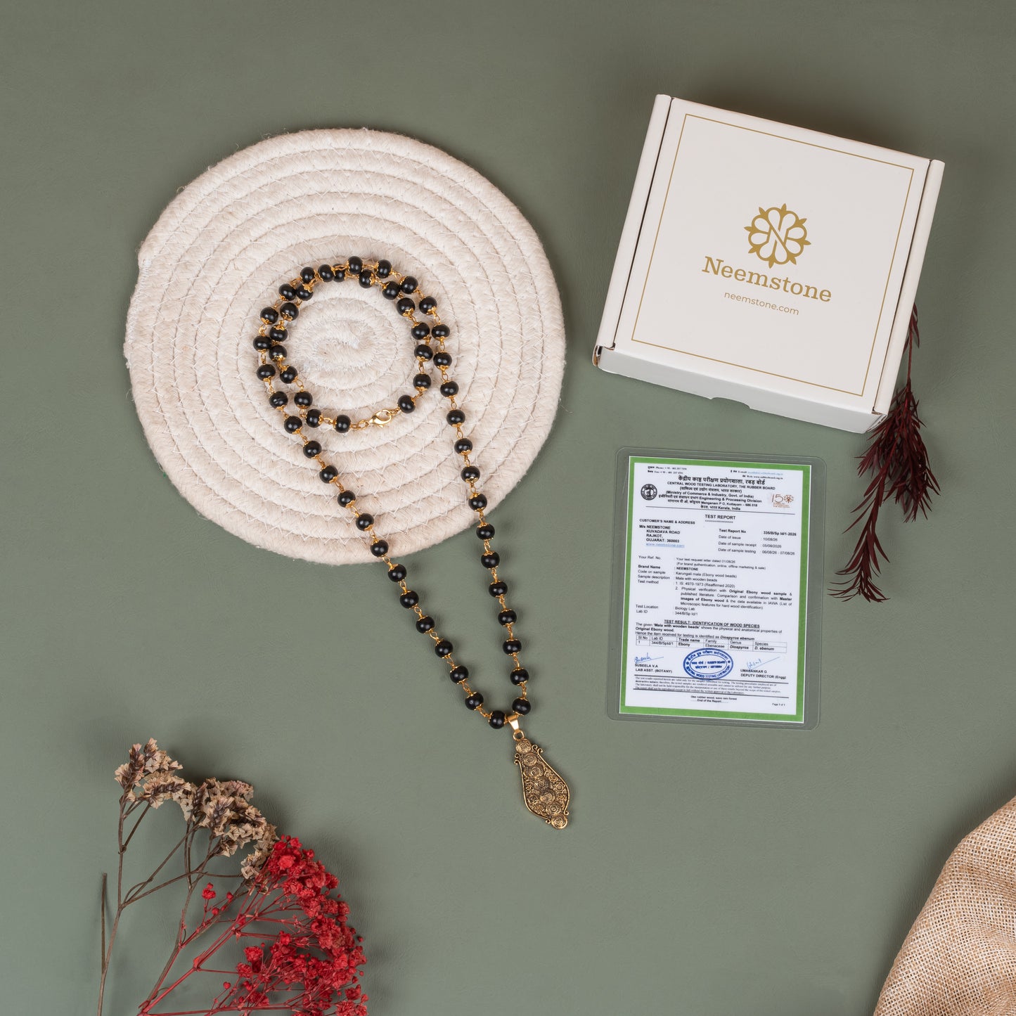 7 Chakra Pendant With Karungali Mala (Gold plated)