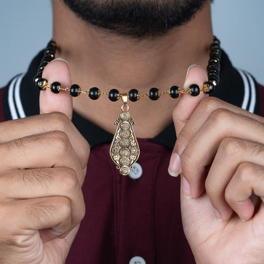 7 Chakra Pendant With Karungali Mala (Gold plated)