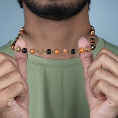 Devdaru Rudraksh Karungali Mala (Gold plated)