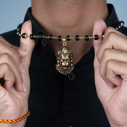 Gold Plated Mahabali Hanuman Karungali Necklace