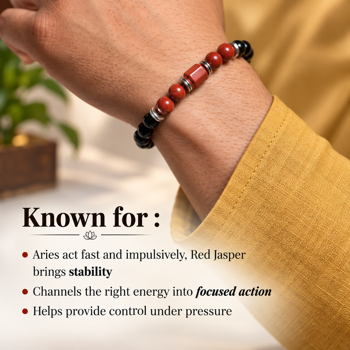 Red Jasper Zodiac Band – Aries (मेष राशि)