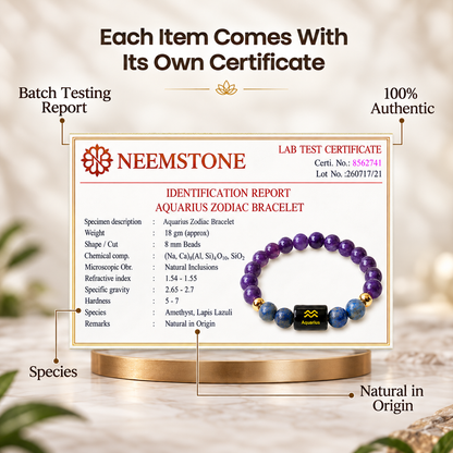 Aquarius (कुंभ राशि) Zodiac Amethyst & Lapis Lazuli Bracelet