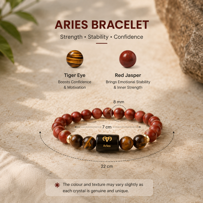 Aries (मेष राशि) Zodiac Red Jasper & Tiger Eye Bracelet