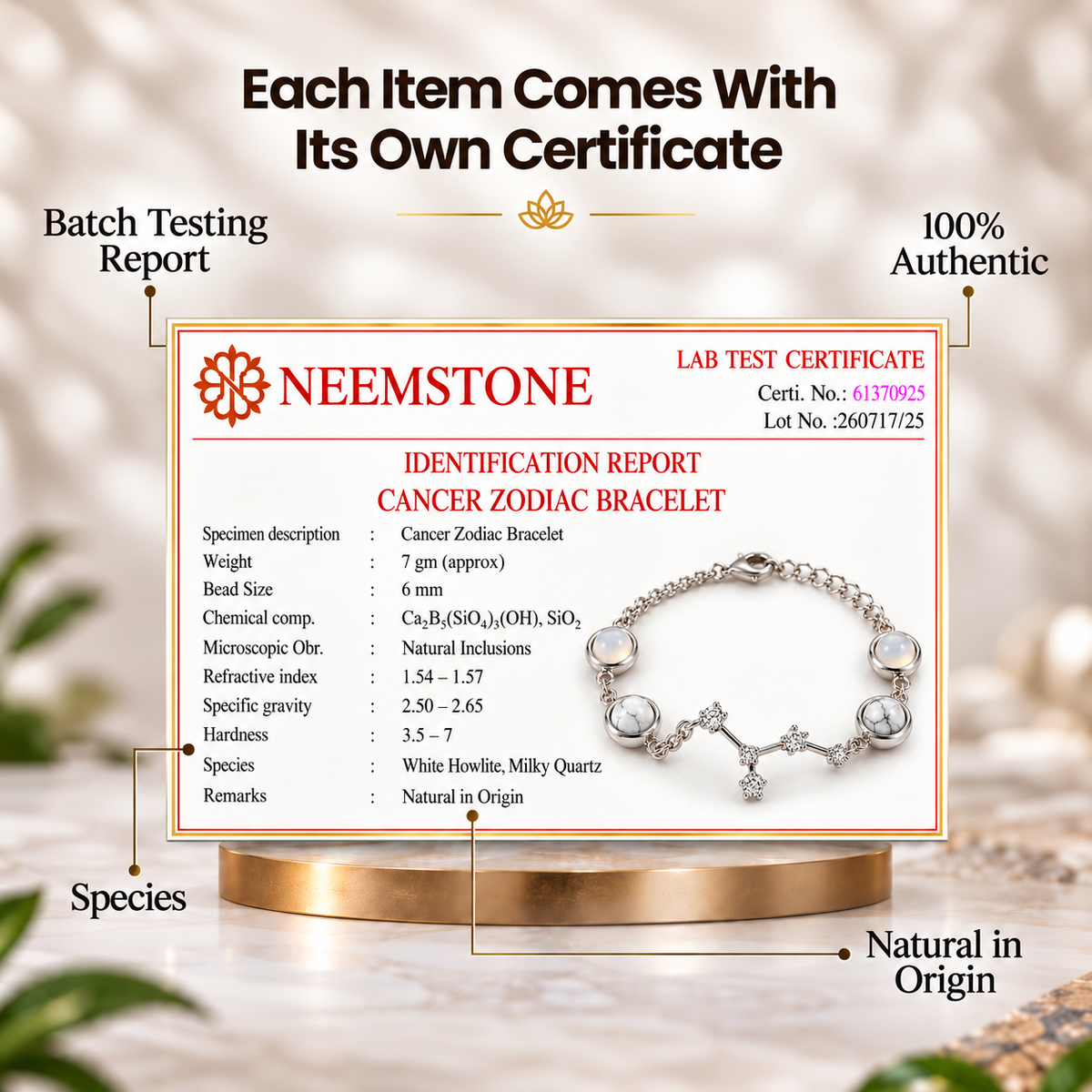 Cancer (कर्क राशि) Zodiac Constellation Bracelet for Women