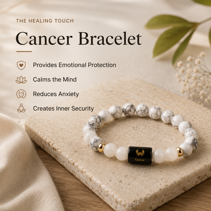 Cancer (कर्क राशि) Zodiac Howlite & Milky Quartz Bracelet