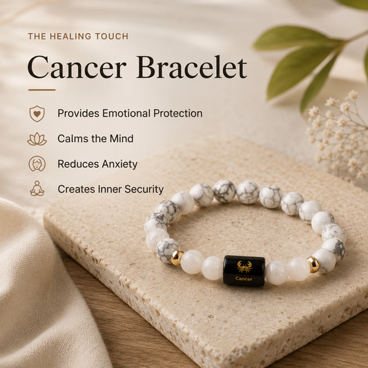 Cancer (कर्क राशि) Zodiac Howlite & Milky Quartz Bracelet