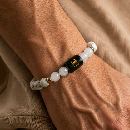 Cancer (कर्क राशि) Zodiac Howlite & Milky Quartz Bracelet
