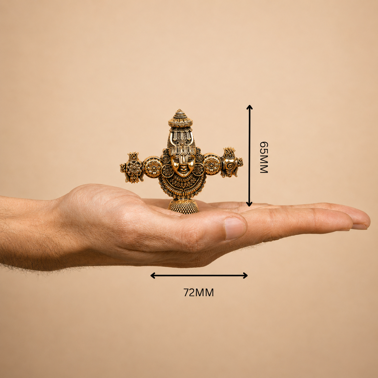 Tirupati Balaji Ji Shankha Chakra Brass Idol (Gold Finish)