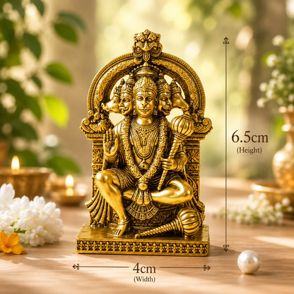 Divya Panchmukhi Hanuman Brass Idol ( Gold Plated )