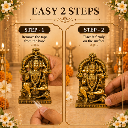 Divya Panchmukhi Hanuman Brass Idol ( Gold Plated )