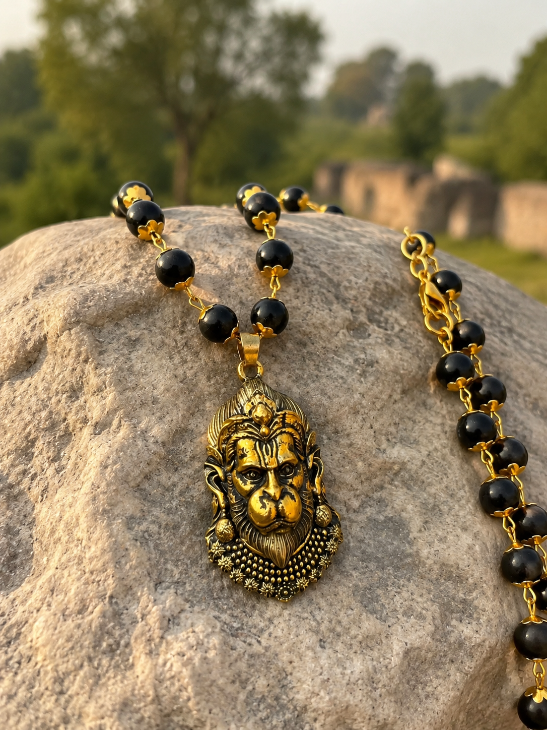 Gold Plated Mahabali Hanuman Karungali Necklace