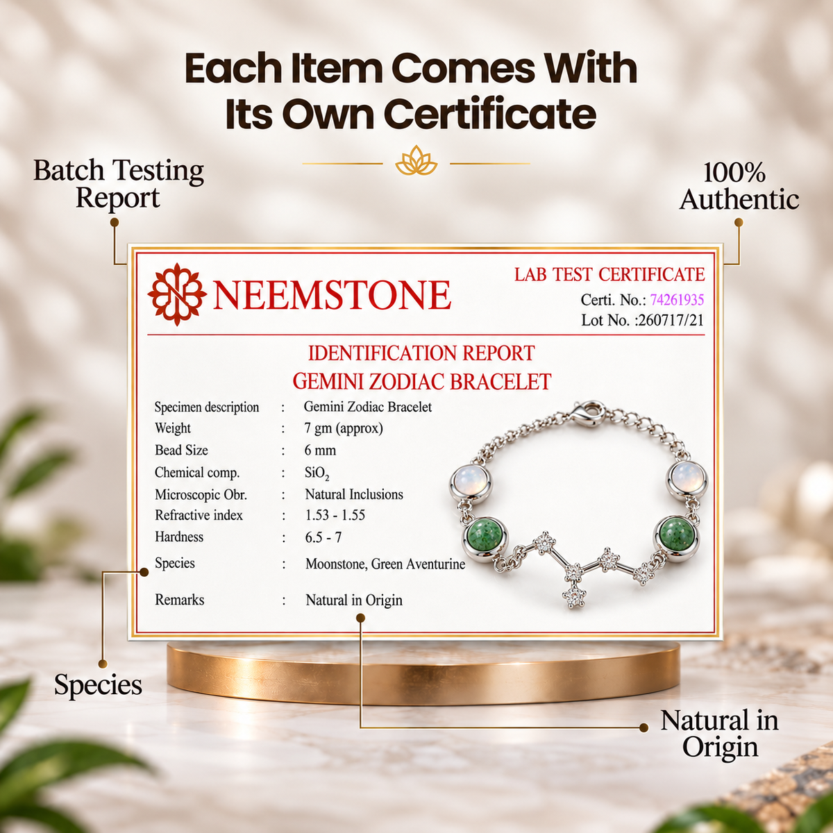 Gemini (मिथुन राशि) Zodiac Constellation Bracelet for Women