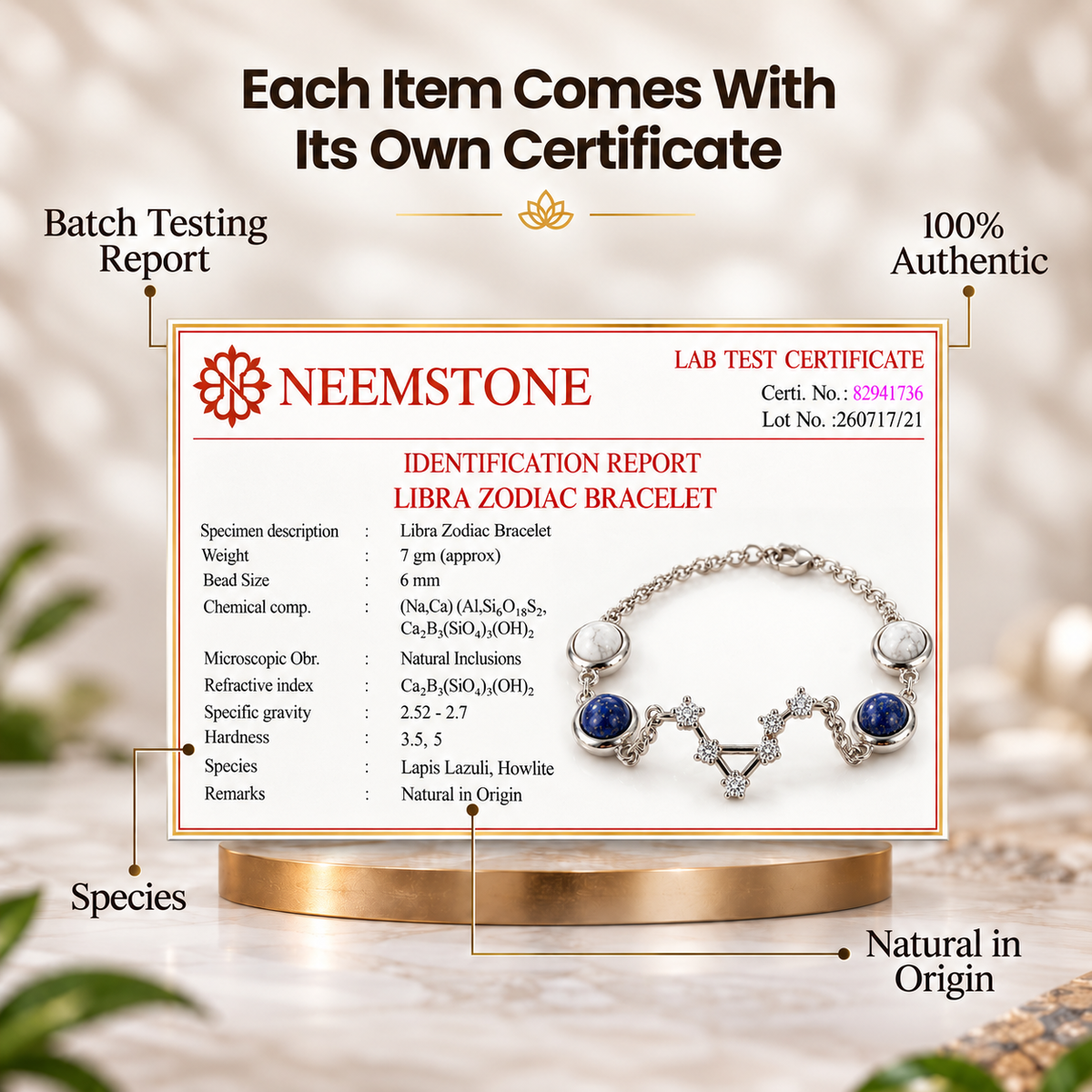 Libra (तुला राशि) Zodiac Constellation Bracelet for Women