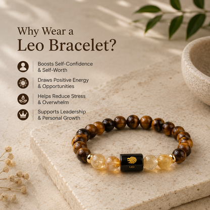 Leo (सिंह राशि) Zodiac Tiger Eye & Citrine Bracelet