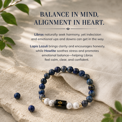 Libra (तुला राशि) Zodiac Lapis Lazuli & Howlite Bracelet