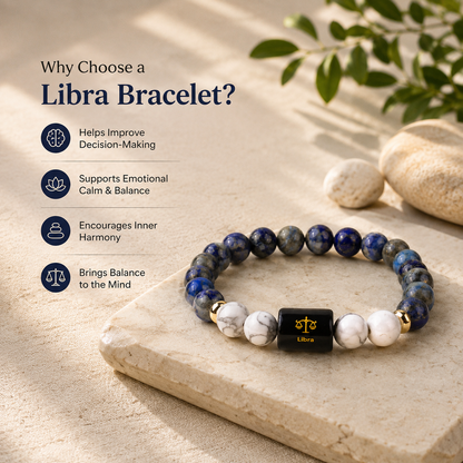 Libra (तुला राशि) Zodiac Lapis Lazuli & Howlite Bracelet