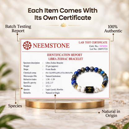 Libra (तुला राशि) Zodiac Lapis Lazuli & Howlite Bracelet