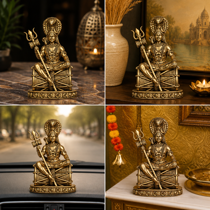 Divya Lord Shiva Ji Brass Idol with Trishul & Damru (Gold Finish)