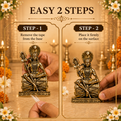 Divya Lord Shiva Ji Brass Idol with Trishul & Damru (Gold Finish)