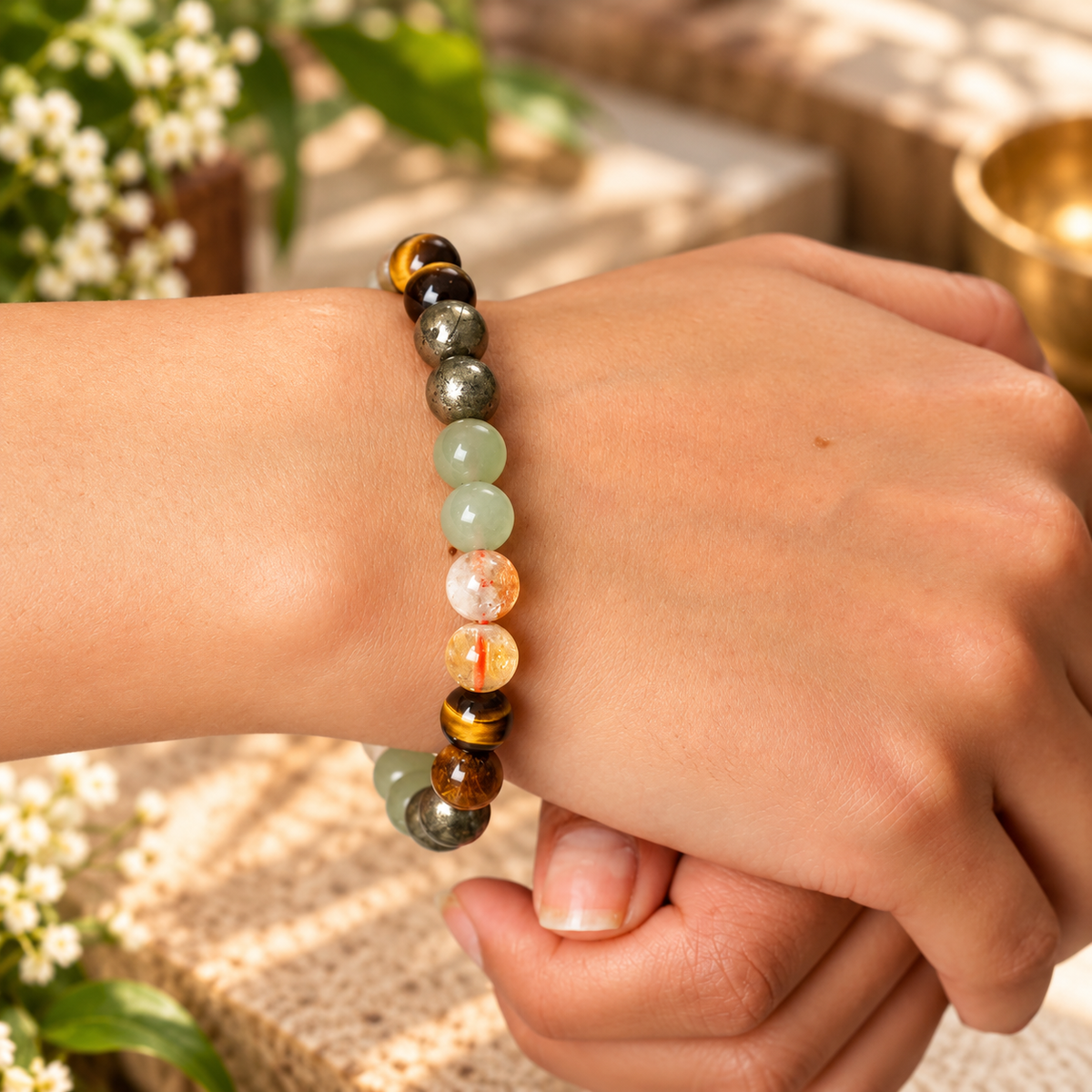 Money Magnet Bracelet - Pyrite, Tiger Eye, Citrine & Aventurine Beads