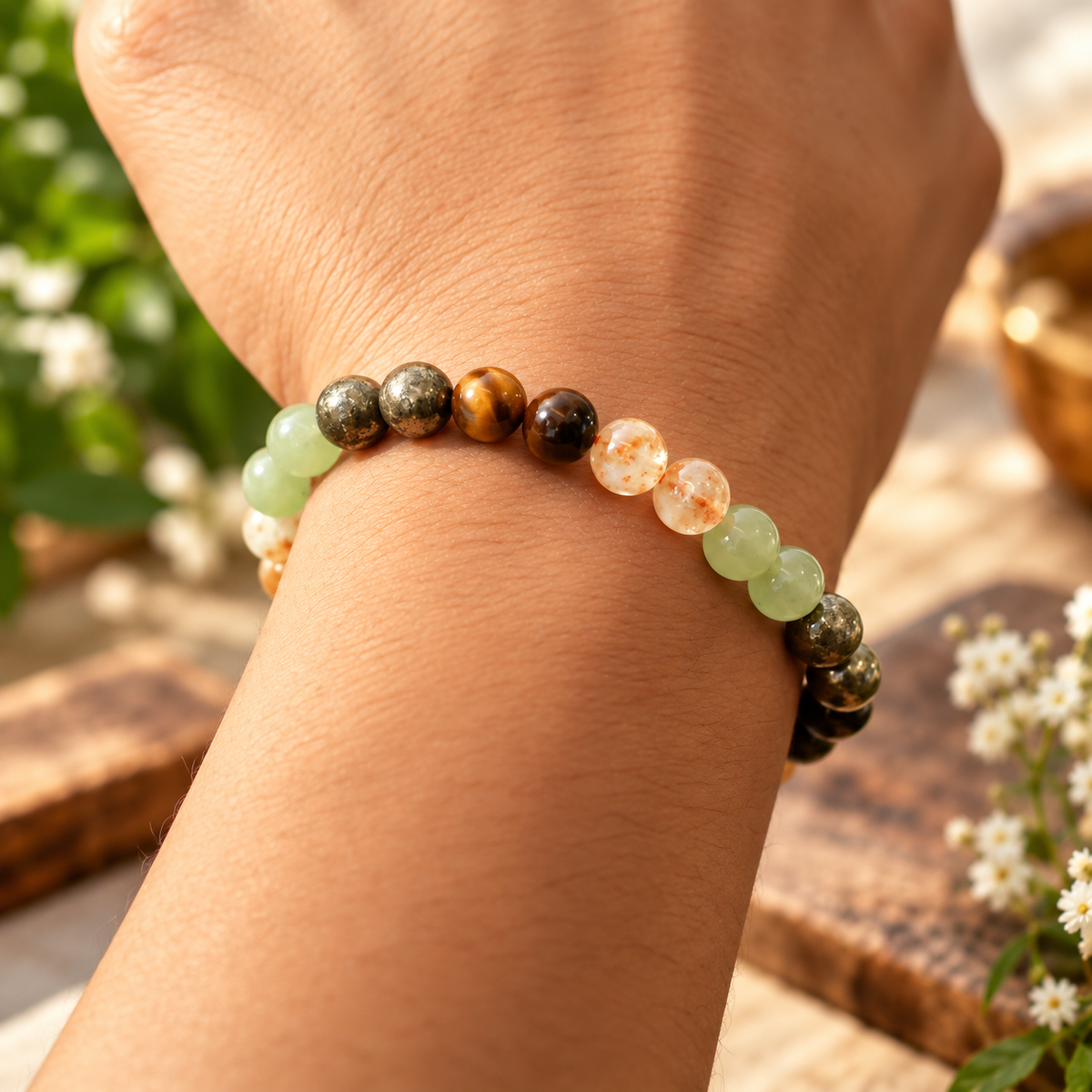 Money Magnet Bracelet - Pyrite, Tiger Eye, Citrine & Aventurine Beads