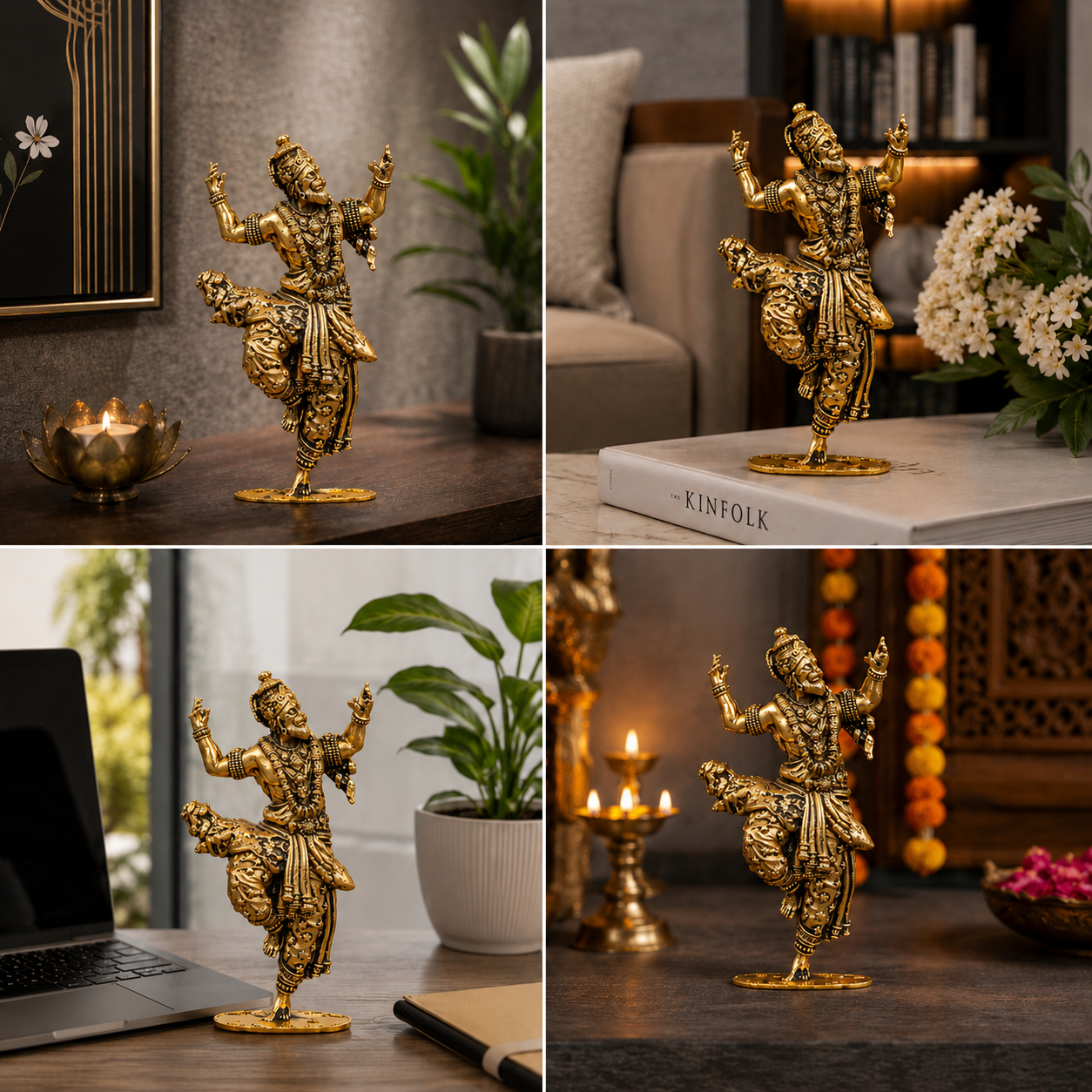 Nachate Hanuman Ji Brass Idol (Gold Plated)