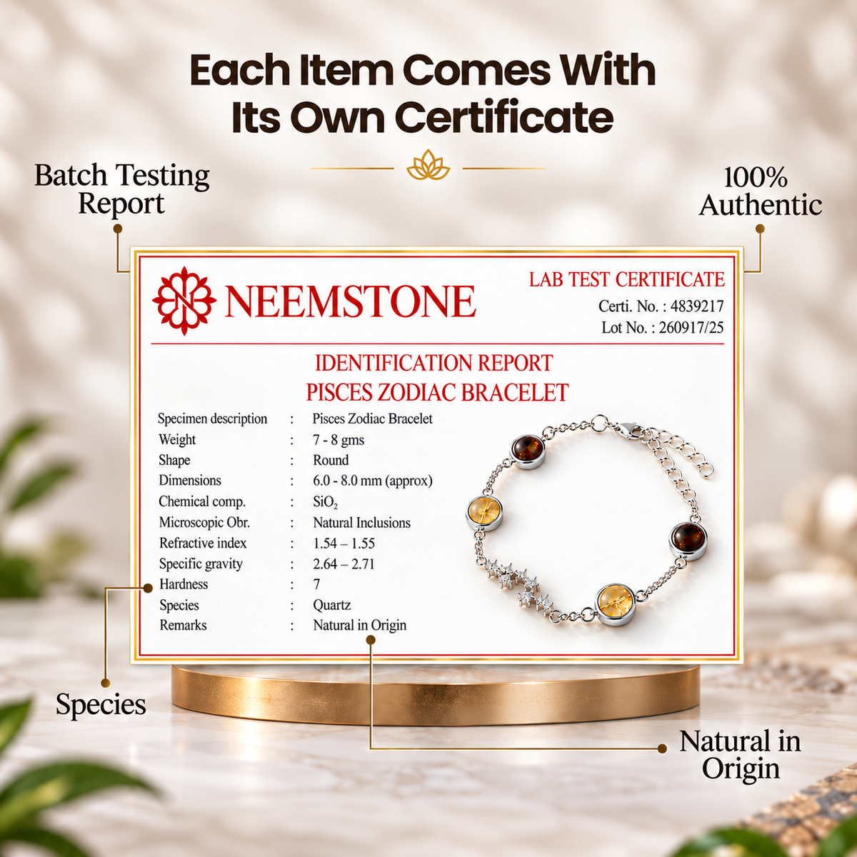 Pisces (मीन राशि) Zodiac Constellation Bracelet for Women