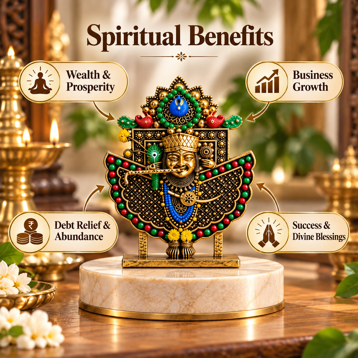 Multicolour Sanwariya Seth Ji Brass Idol for Home, Car & Office