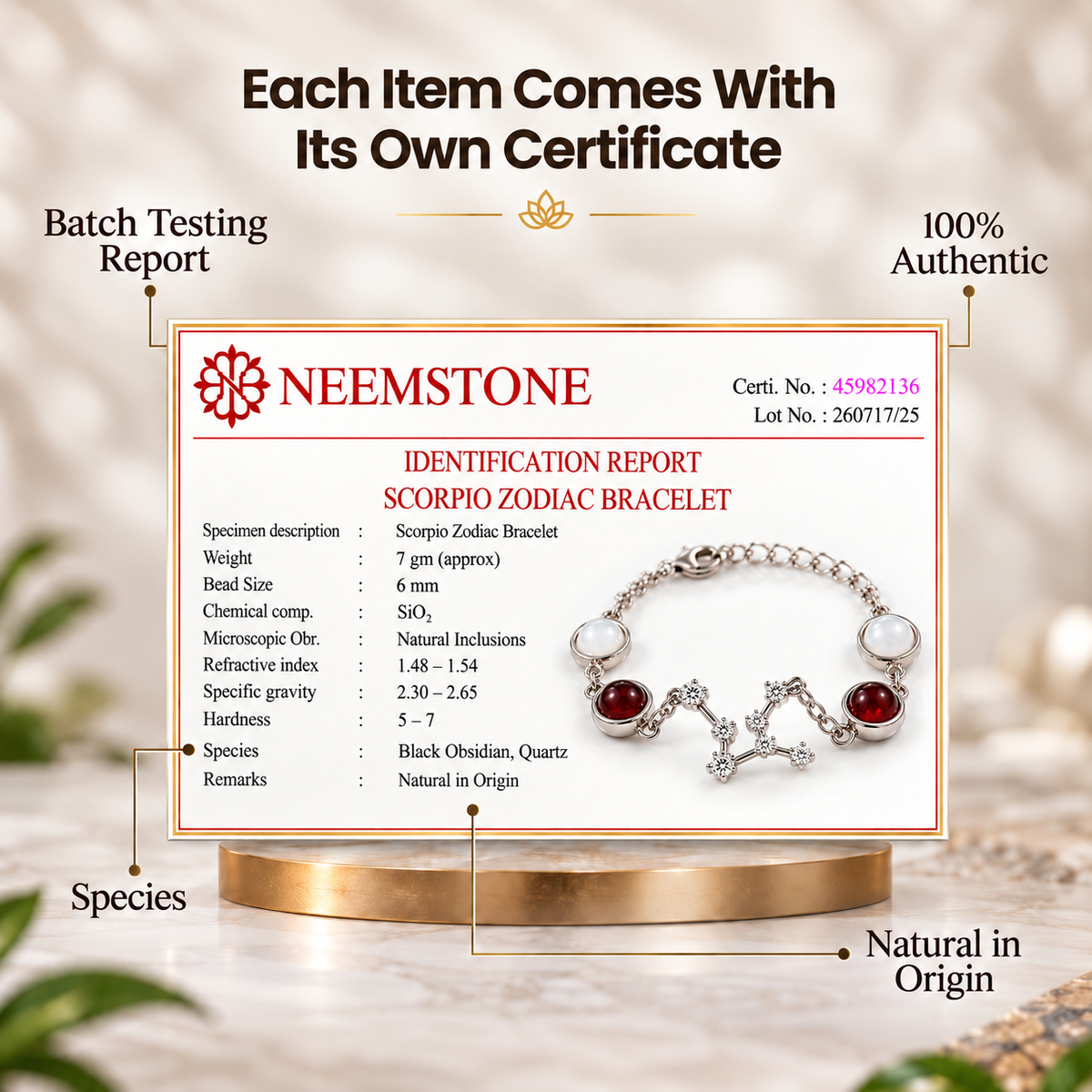 Scorpio (वृश्चिक राशि) Zodiac Constellation Bracelet for Women