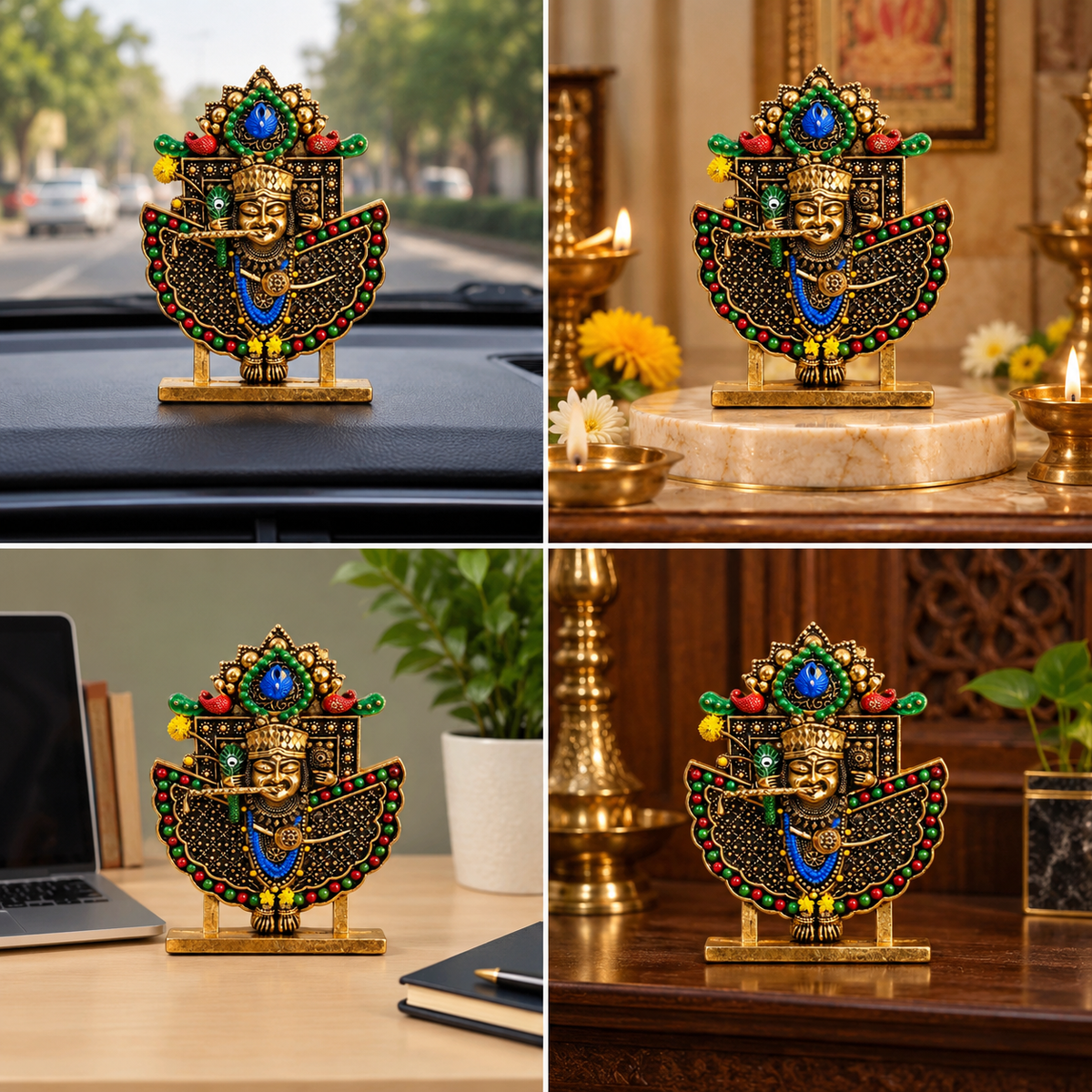 Multicolour Sanwariya Seth Ji Brass Idol for Home, Car & Office