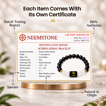 Scorpio (वृश्चिक राशि) Zodiac Black Obsidian & Milky Quartz Bracelet
