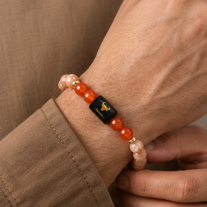 Taurus (वृषभ राशि) Zodiac Sunstone & Carnelian Bracelet
