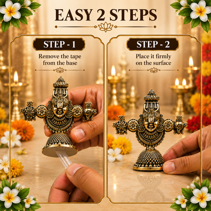 Tirupati Balaji Ji Shankha Chakra Brass Idol (Gold Finish)