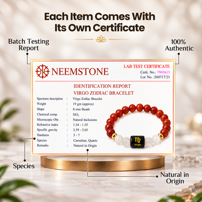 Virgo (कन्या राशि) Zodiac Carnelian & Milky Quartz Bracelet
