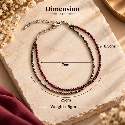 Love & Abundance Anklet with Pyrite and Garnet Stones