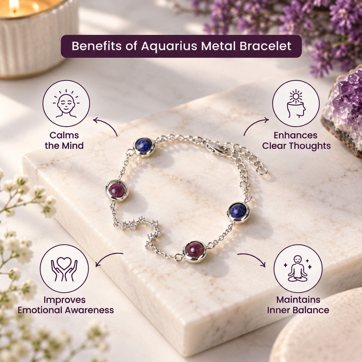 Aquarius (कुंभ राशि) Zodiac Constellation Bracelet for Women