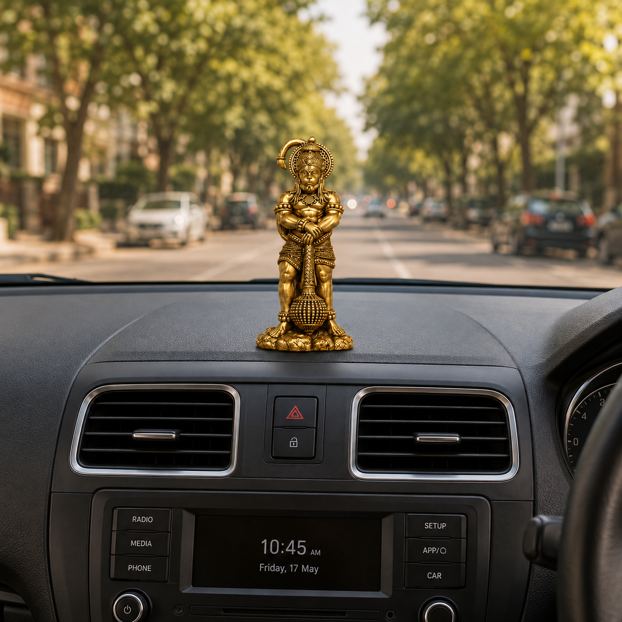 Divya Gada Dhari Hanuman Ji Brass Idol (Gold Finish)