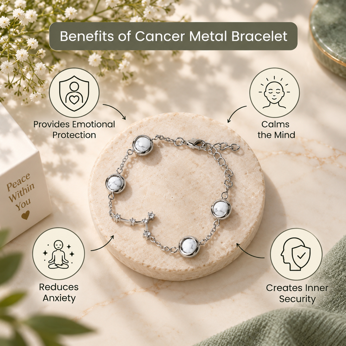 Cancer (कर्क राशि) Zodiac Constellation Bracelet for Women
