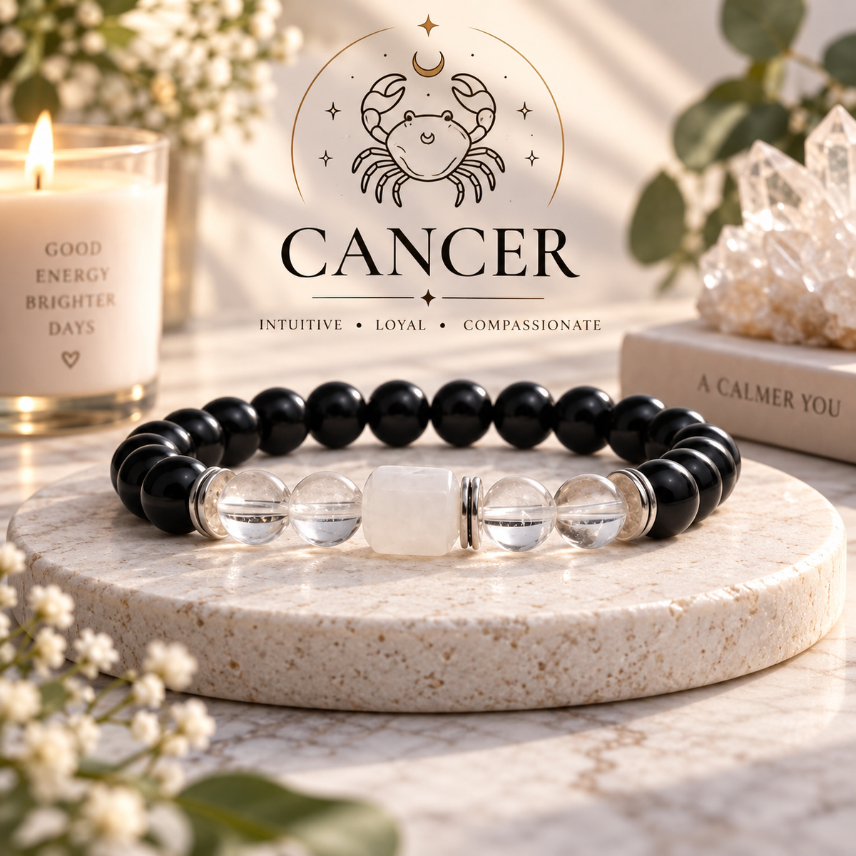Clear Quartz Zodiac Band – Cancer (कर्क राशि)