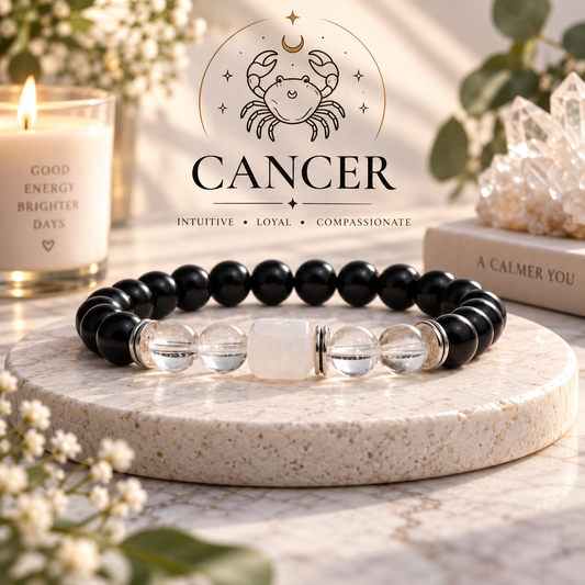 Clear Quartz Zodiac Band – Cancer (कर्क राशि)
