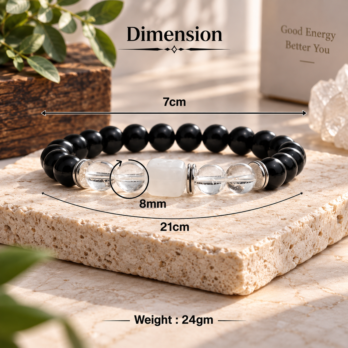 Clear Quartz Zodiac Band – Cancer (कर्क राशि)