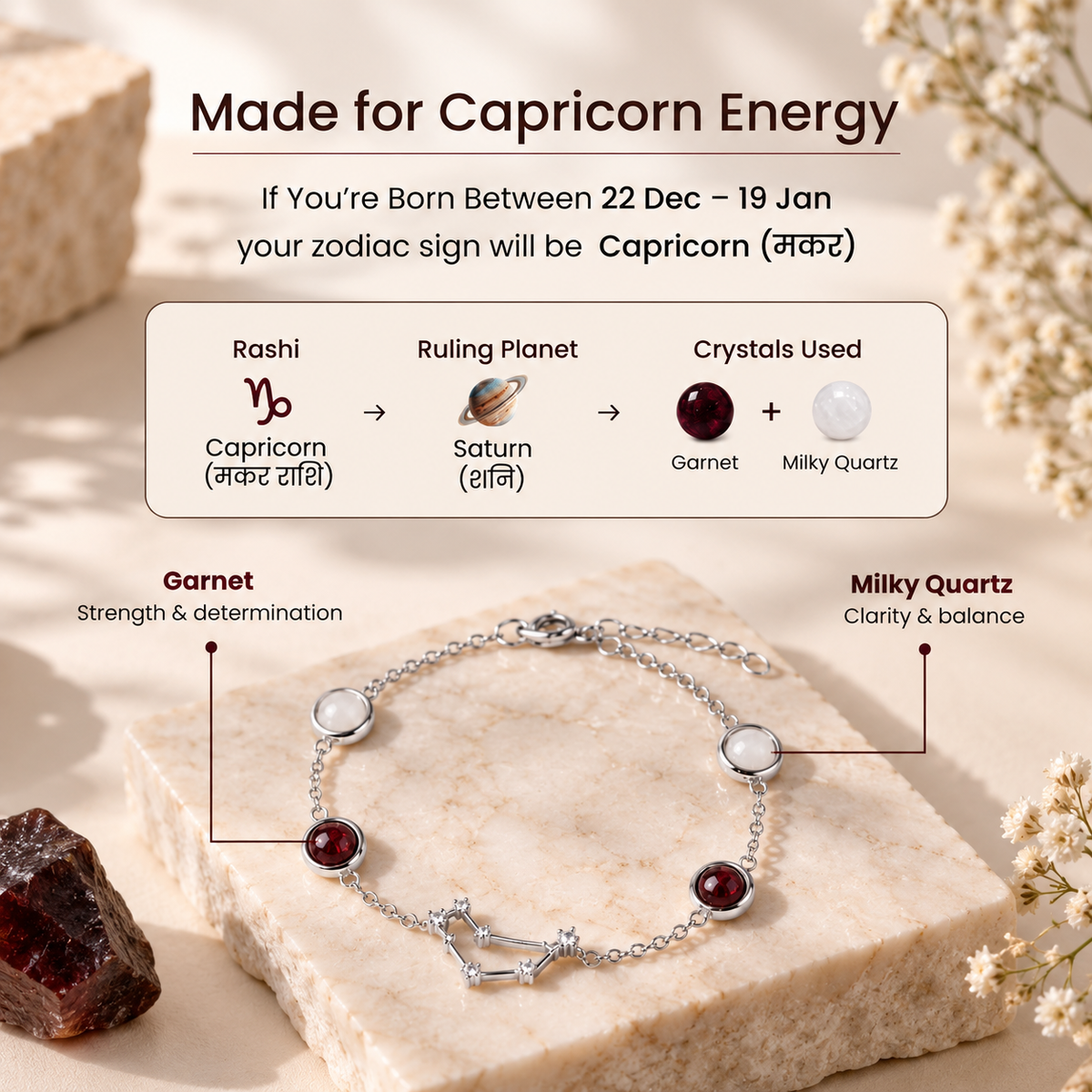 Capricorn (मकर राशि) Zodiac Constellation Bracelet for Women