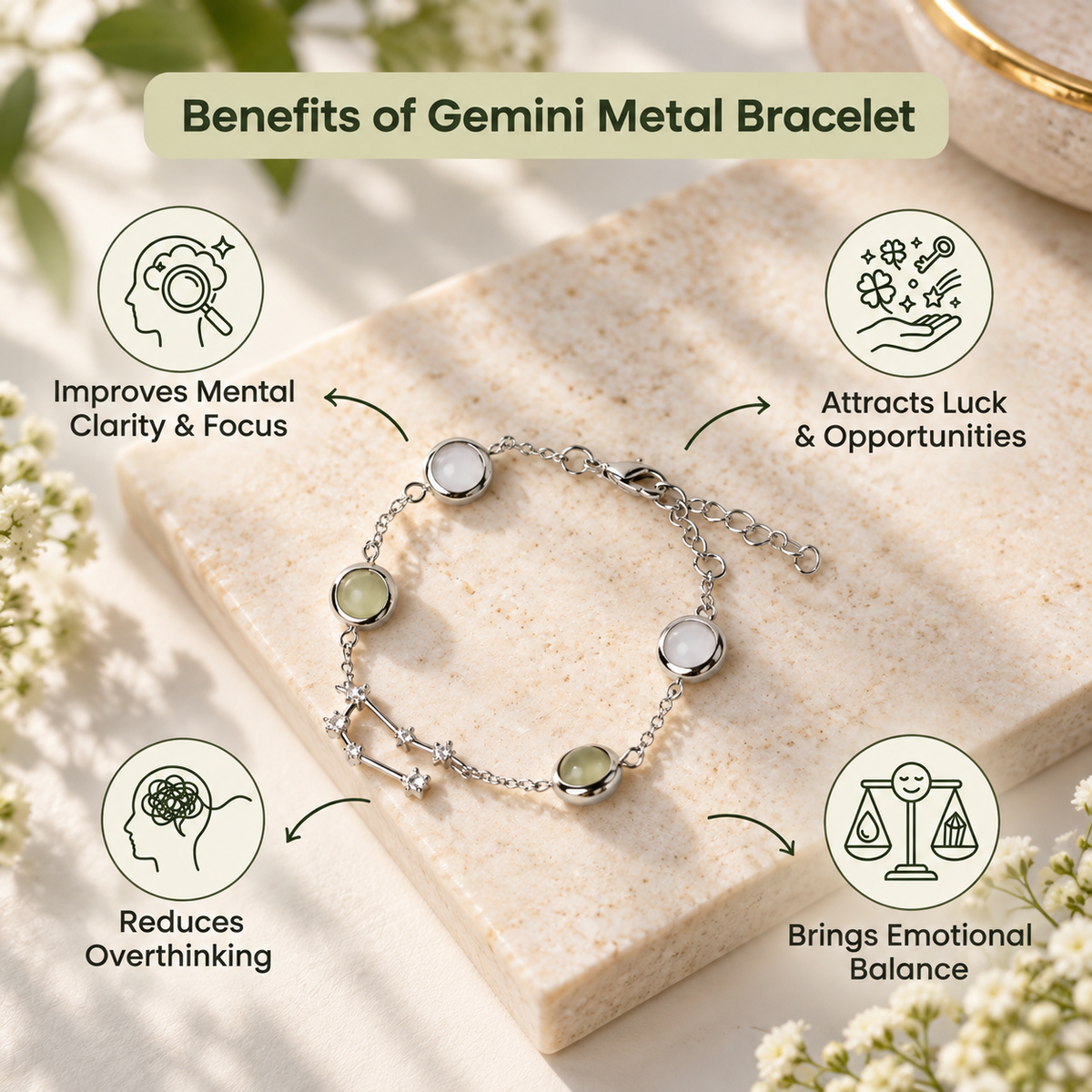 Gemini (मिथुन राशि) Zodiac Constellation Bracelet for Women