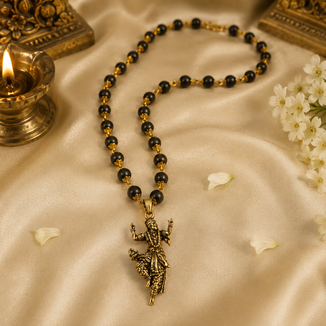 Gold Plated Bajrangbali Pendant with Karungali Mala main product view