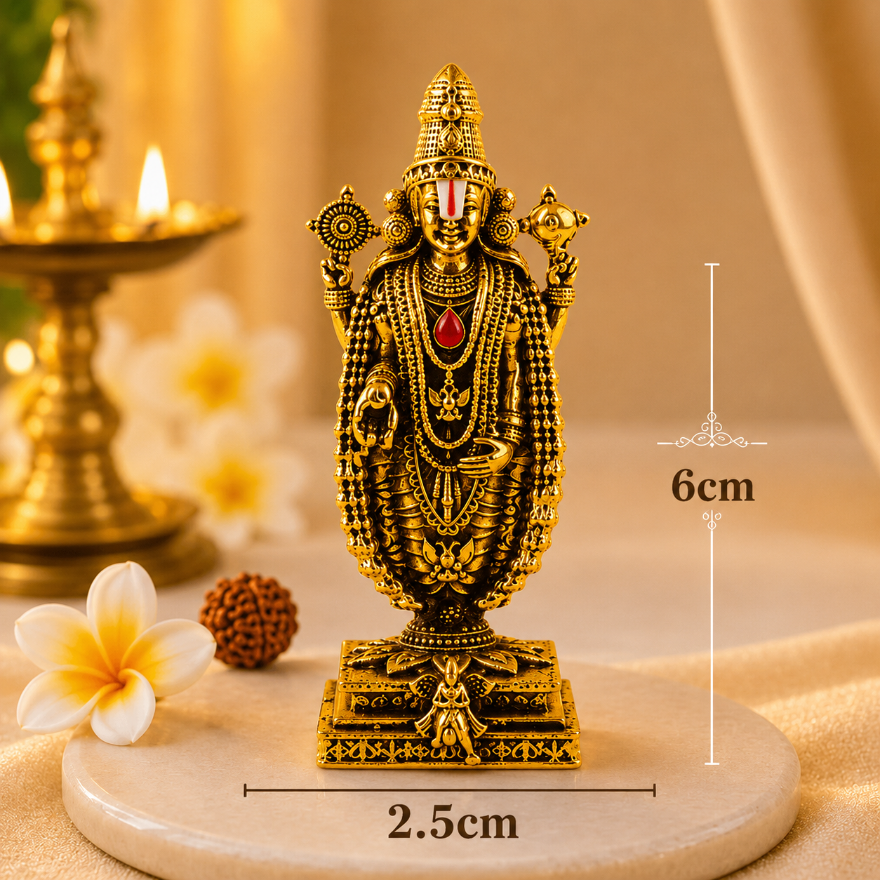 Gold Plated Lord Venkateswara Idol close-up view