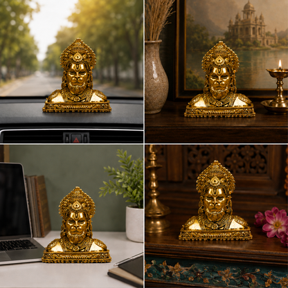 Divine Hanuman Face Brass Idol (Gold Plated)